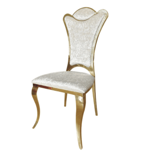 Sedia JAZMÍN ORO, velluto bianco